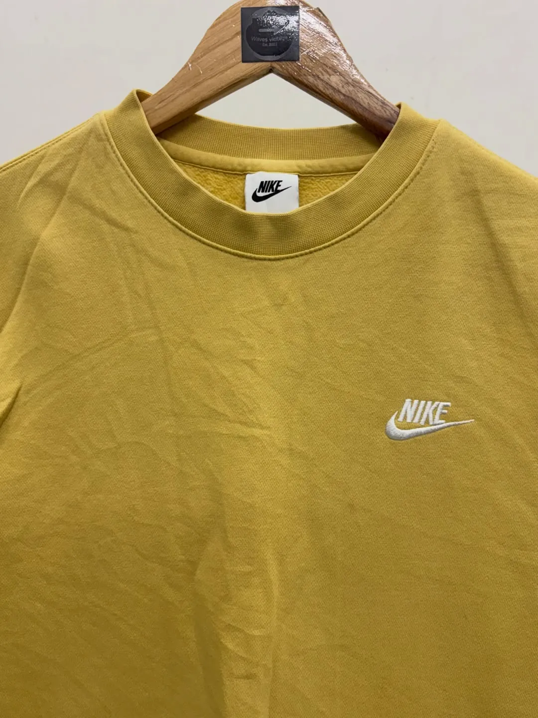 MUSTARD YELLOW NIKE EMBROIDERY TICK SWEATSHIRT — photo 3
