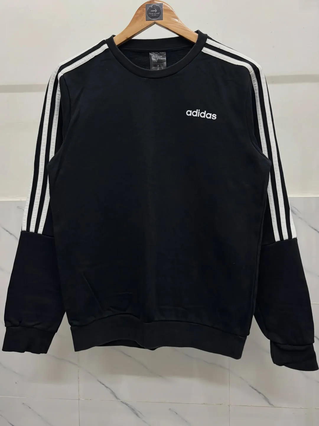 ADIDAS THREE STRIP BLACK SWEATSHIRT — photo 1
