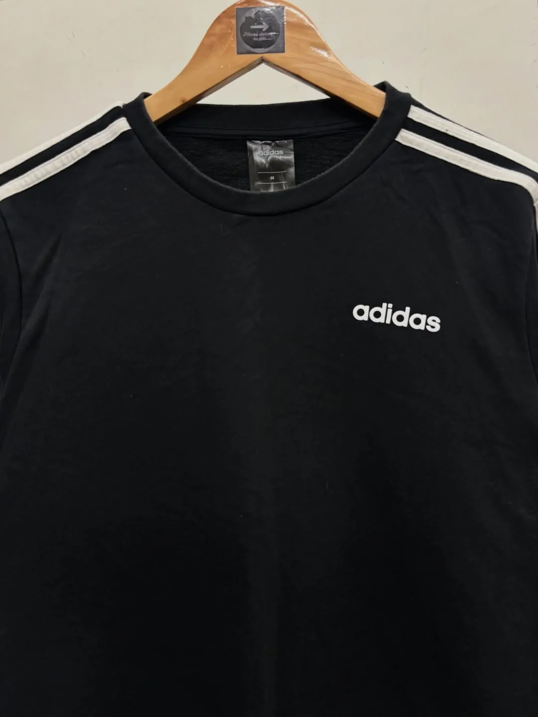ADIDAS THREE STRIP BLACK SWEATSHIRT — photo 2