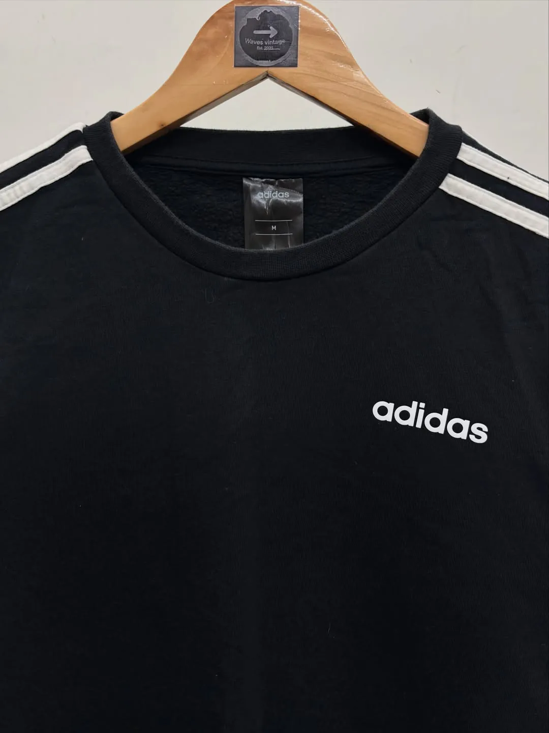ADIDAS THREE STRIP BLACK SWEATSHIRT — photo 3