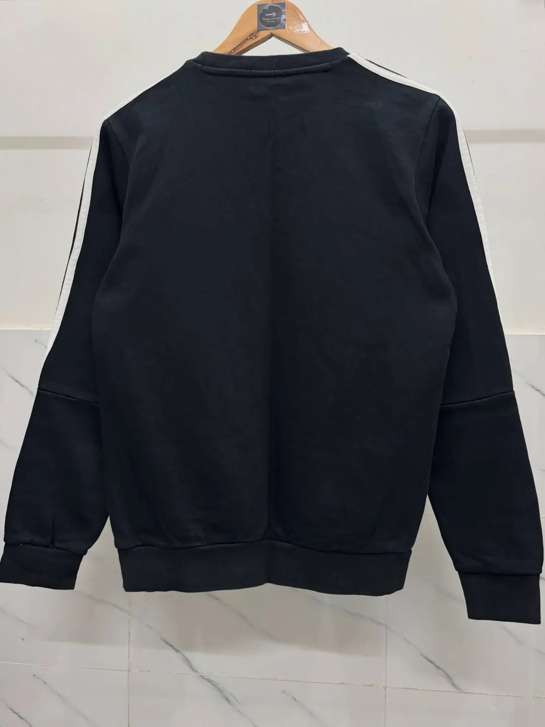 ADIDAS THREE STRIP BLACK SWEATSHIRT — photo 5