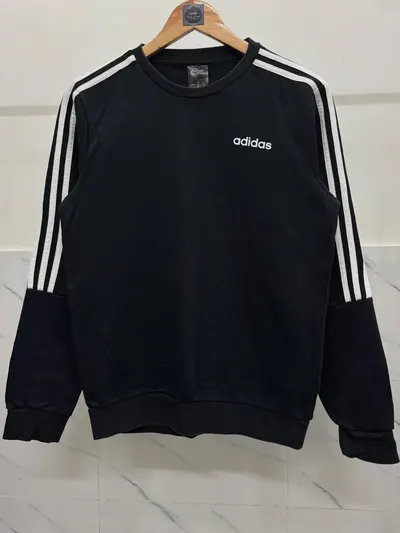 ADIDAS THREE STRIP BLACK SWEATSHIRT